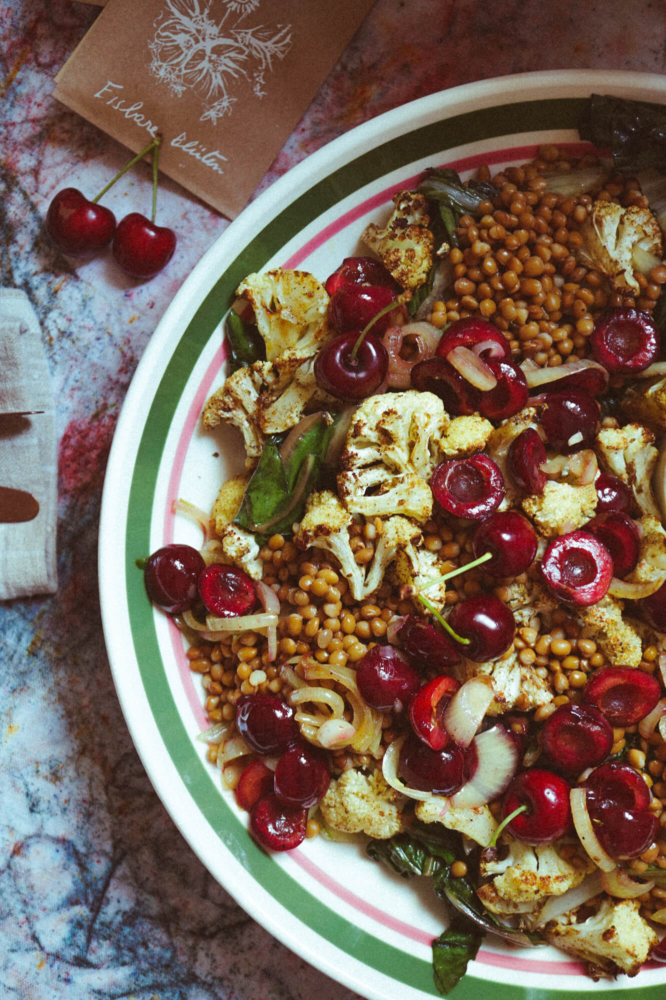 Sommer Linsensalat mit Kirschen 