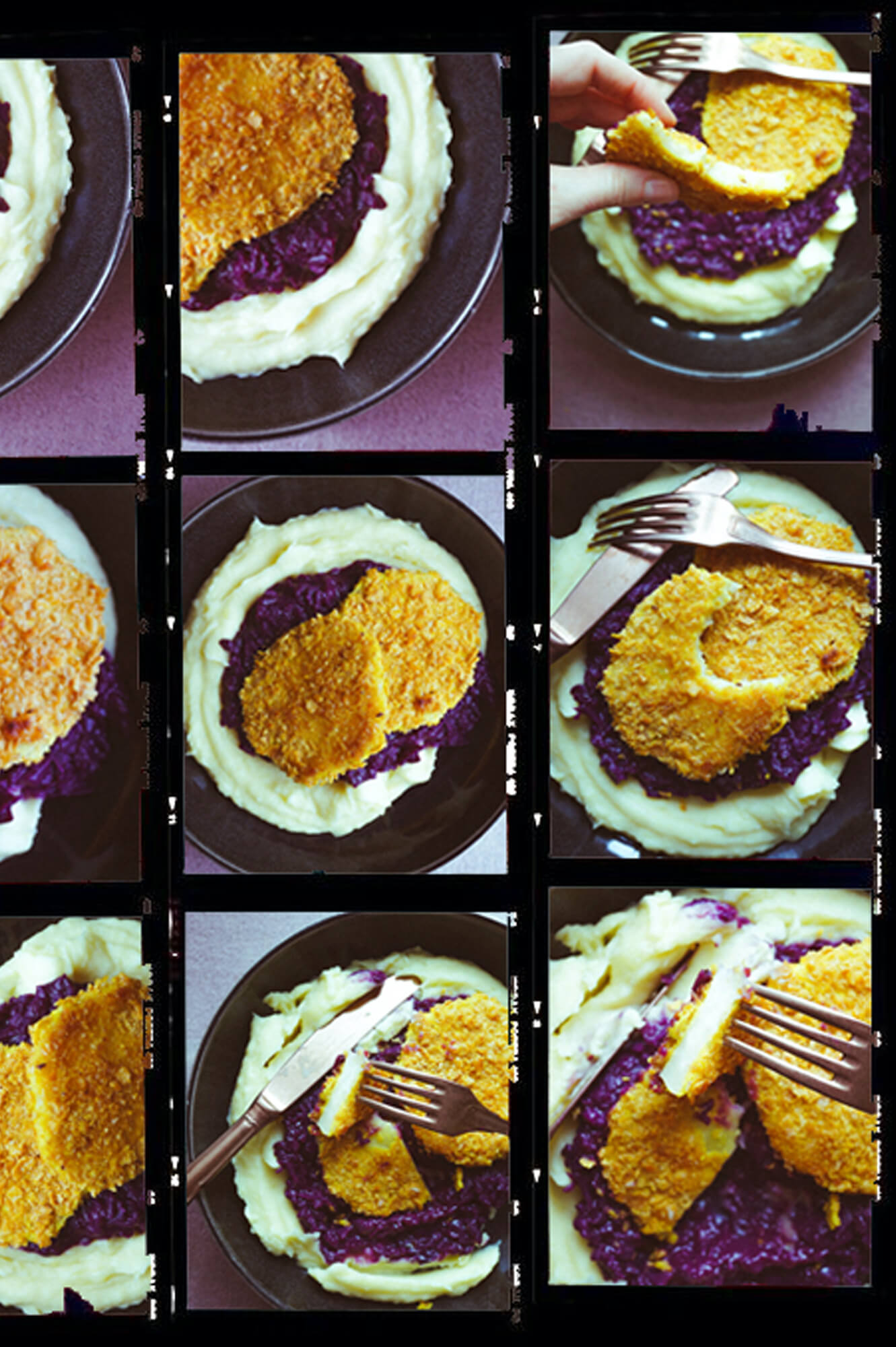 Sellerieschnitzel mit Cornflakes-Kruste und Kichererbsenmehl 